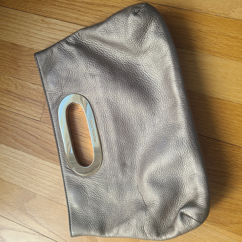 Silver Leather Clutch Bag